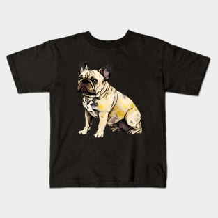 Geometric French Bulldog No. 3: Dark Background (on a no fill background) Kids T-Shirt